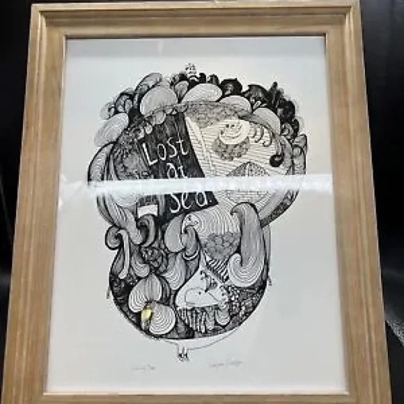 Signed Black And White Kraljevic Framed Photograph Artwork “Lost At Sea”.